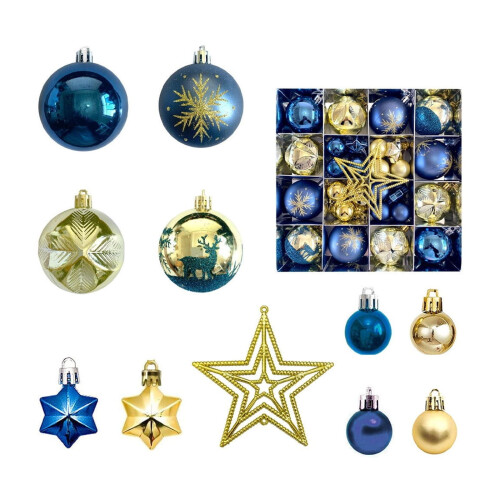 Christmas Ornaments Set Blue Silver 45 Pieces 1