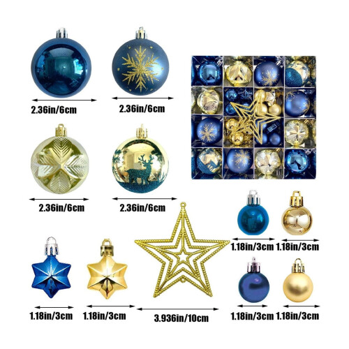Christmas Ornaments Set Blue Silver 45 Pieces 2