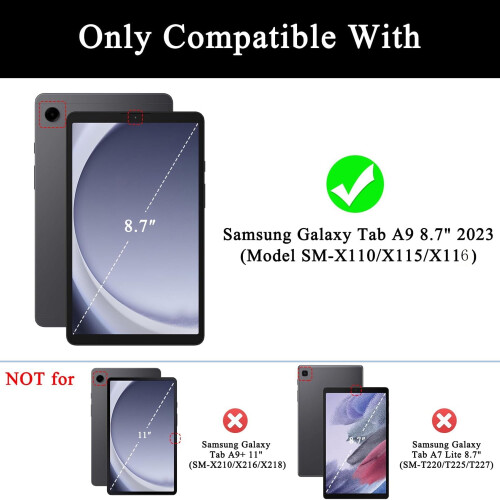 Custodia a libro in pelle PU per Galaxy Tab A9 con supporto e portapenna 1