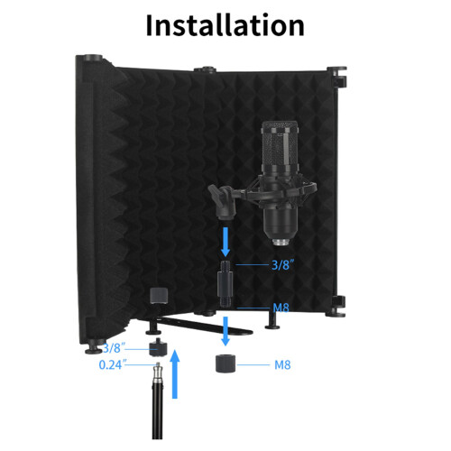 Portable Soundproof Microphone Shield Foldable Adjustable Vocal Recording Panel 1