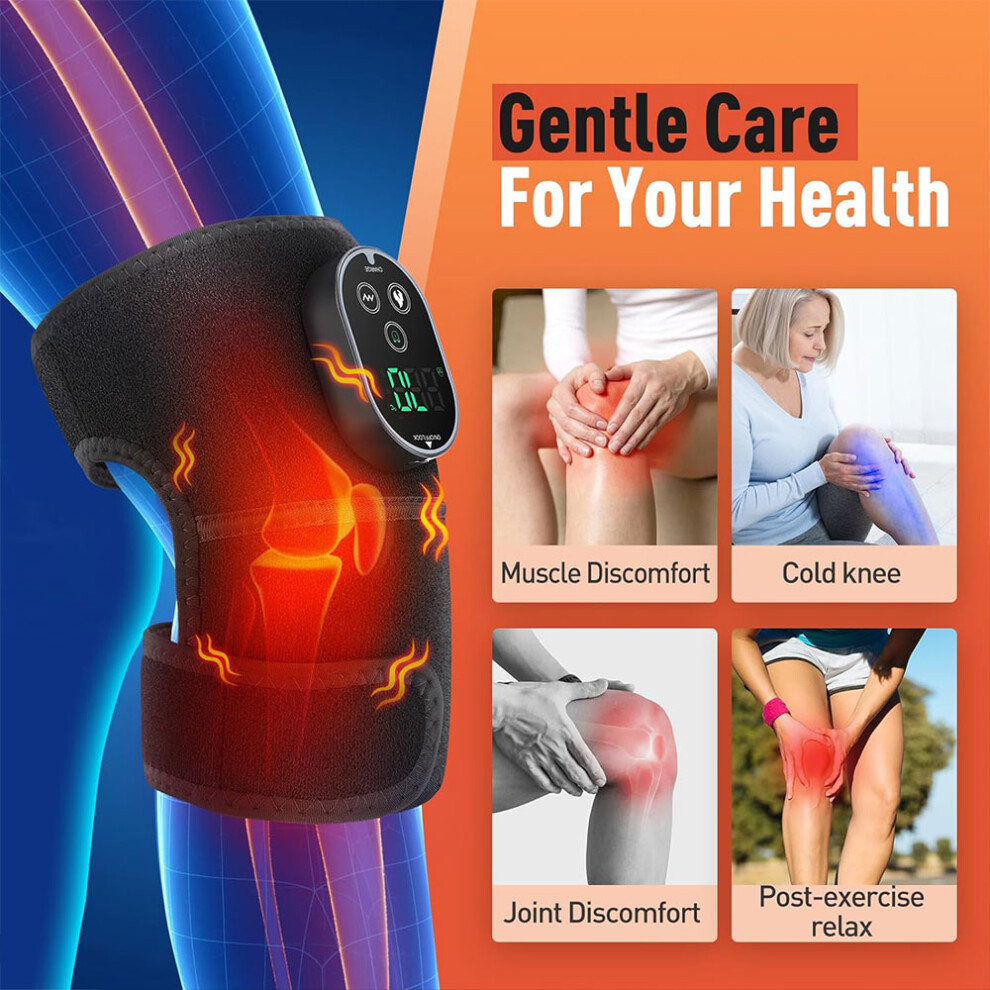 Cordless Heated Vibration Knee Massager Joint Pain Relief Shoulder
