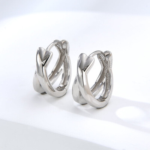 925 Sterling Silver Cross Ear Clips 1