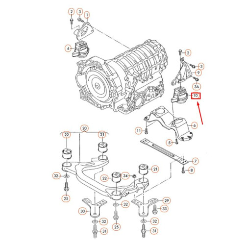 Engine Bearings Bracket 3D0399151AF for  Phaeton    Gtc & Flying Spur 2006-2012 Transmission Mount 1