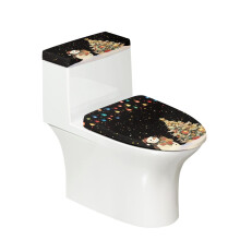 Conjunto de Assento Sanitário e Tampa para Caixa Acoplada com Árvore de Natal e Boneco de Neve – Decoração Natalina Macia de 2 Peças,