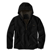 Herrejakke med hætte - Ensfarvet lynlås med lomme, løs sweatshirtcardigan, sort, M
