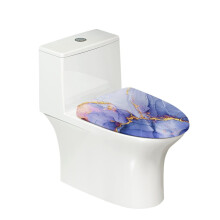 Breathable Soft Washable Stretch Toilet Lid Cover, Fits Round/Oval/Elongated Toilets, Purple Golden Marble – Compatible with Standard Seats