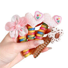 Colorful Braided Telephone Wire Ponytail Holders, Flower Spiral Hair Ties and Accessories (4PCS 01)
