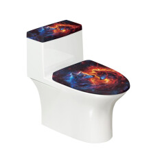 Conjunto de 2 capas para tampa de vaso sanitário Wolf Galaxy, alongadas, laváveis à máquina, compatíveis com vasos sanitários padrão.