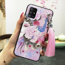 Phone Case Compatible with Samsung Galaxy A71 5G – TPU Shockproof, Waterproof, Chinese Style, Dirt-Resistant, Soft Silicone Back Cover with Tassel
