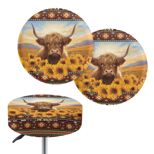 Καλύμματα σκαμπό μπαρ Aztec Tribal Sunflower με επένδυση, στρογγυλά ελαστικά καλύμματα