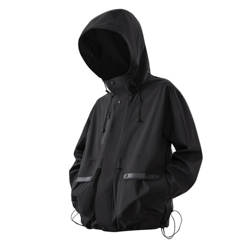 Ανδρικό αδιάβροχο, ελαφρύ, softshell μπουφάν πεζοπορίας με κουκούλα και φερμουάρ σε