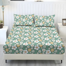 Twin Bed Sheet Set Daisy Green Print 3 Piece