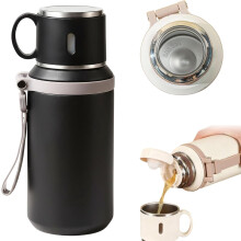 2-in-1 Stainless Steel Vacuum Bottle with Lidded Cup, 20.3 fl oz, Wide Mouth, Leakproof, 316 Double Wall for Hot & Cold