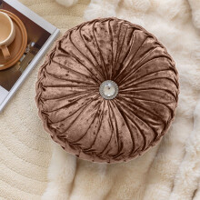 Round Throw Pillow, Velvet Decorative Pleated Round Pillow Cushion, Vintage Pumpkin Pillow for Couch Chair Bed Car(Brown) up to 65% off