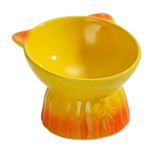 Ciotola per animali domestici in ceramica a forma di gatto (14 cm) - Ciotola rialzata per cibo/acqua per gatti, con protezione per il collo, ciotola