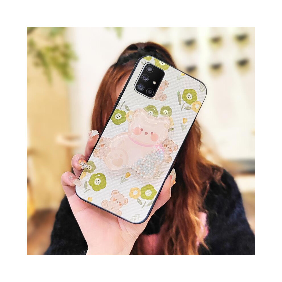 Phone Case Compatible With Samsung Galaxy A71 5G – Cute Quicksand Cartoon Design, Kickstand, Waterproof, Glitter, Lens Protection 9365509047910