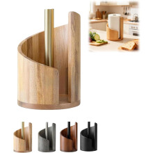 Mountain Paper Towel Holder with Wooden Base & Iron Stand – One-Hand Tear, No Tools Needed, Compatible with Standard Rolls