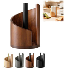 Mountain Paper Towel Holder with Wooden Base & Iron Stand – One-Hand Tear, No Tools Needed, Compatible with Standard Rolls
