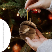 Eichel-Weihnachtsbaumschmuck mit Waldtiermotiven – Otter-Kiefernzapfen-Dekoration, Hängendes Geschenk mit Waldtiermotiv