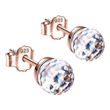 925 Sterling Silver Cubic Zirconia Stud Earrings Rose Gold