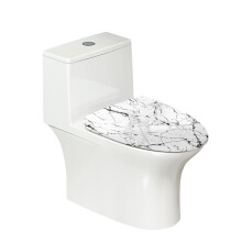 Soft Washable Toilet Seat Lid Cover with Elastic Edges – Stretch Polyester, Fits Most Round/Oval/Elongated Toilets, White/Black Marble, Compatible