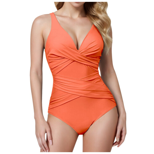Women's Tummy Control One-Piece Swimsuit Retro Ruched