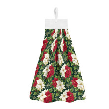 Christmas Holly Hanging Kitchen Towels Set (2pcs), Fast-Drying, Reusable, with Loop, Compatible with Standard Hooks