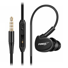 FONGE S500Wired-nappikuulokkeet, vedenpitävät korvanapit, korvakoukkunapit, stereokuulokkeet, superbassokuulokkeet, urheilukuulokkeet mikrofonilla,