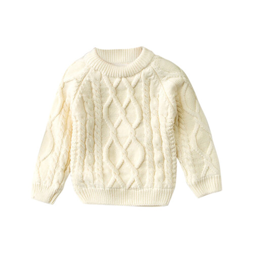 Knit Sweater Solid Color Crewneck Beige 6-12 Months