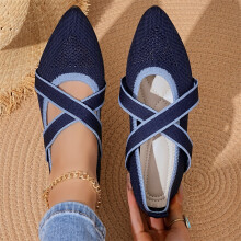 Women's Mary Jane Ballet Flats Round Toe Knit Comfortable