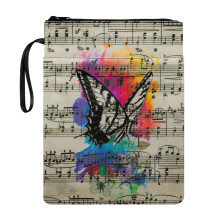 Zipper Pouch with Zipper Polyester Fabric Book Sleeve Protector with Pocket for Notebook Book Organzier Holder Protector Wrap Bag Colorful Music