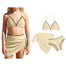 Baddräkter 3-delat baddräktsset med överdragskjol Sommarstrand Flickor Badkläder Bikinis 10-11 år