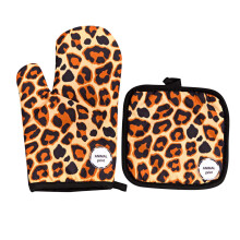 Clearance Oven Mitts BBQ Gloves,Windfall Leopard Print Microwave Gloves Thickened Heat Mitts Kitchen Baking Kit A One Size