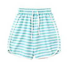 AWZXDE Girls Striped Cotton Shorts For Girls Casual Breathable Summer Beach Shorts Comfortable Elastic Waist Blue,5-6 Years