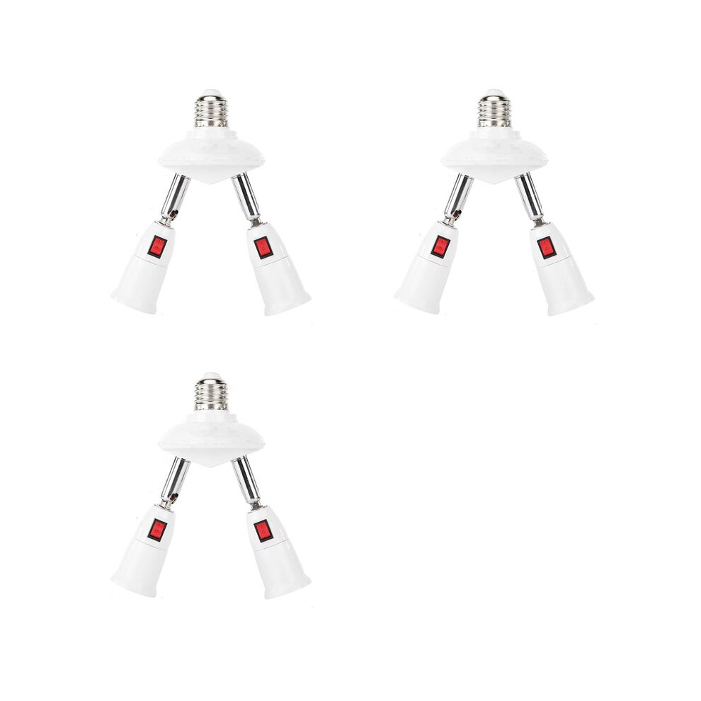 Brecantia 3X 360 Degree Adjustable - 2 In 1 E27 Splitter Socket Adapter. E27 Standard Led Bulb Socket Adapter