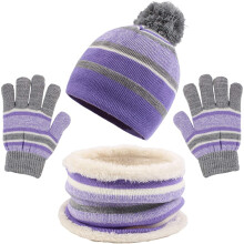 Sraith Lámhainní, Hataí, Scairf, Cniotáilte, Líneáilte le Lomra, Beanie, Lámhainní Teasa Muineál do Bhuachaillí agus Cailíní Óga 3-8