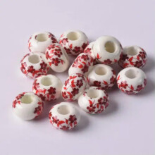 10pcs 15x9mm Ceramic Rondelle Big Hole Beads Fit Charms European Bracelet Crafts-19# Red