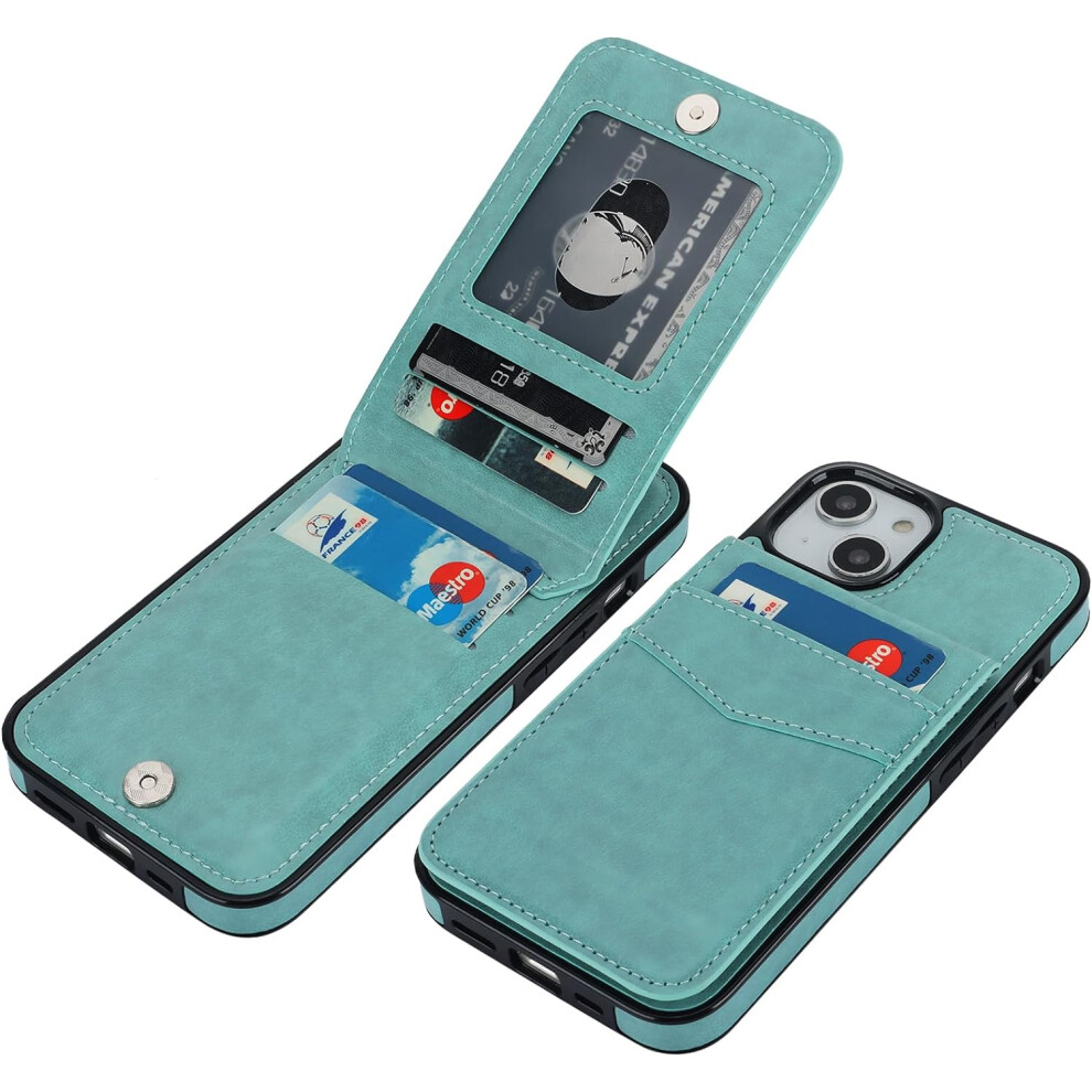 Iphone 14 Case Wallet With Card Holder, Magnetic Flip Leather Cover & Kickstand Â Compatible With Iphone 14 (6.1", Mint ) Green 9448483650465
