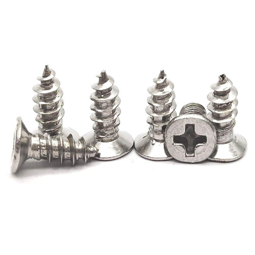 50Pcs M3x12mm Phillips Flat Head Self Tapping Screws, 304 Stainless Steel, Coarse Thread, compatible with Sharp Point