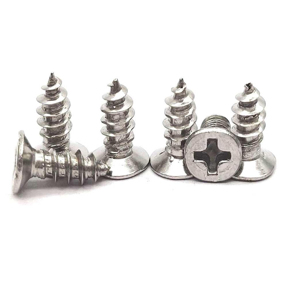 50Pcs M3x12mm Phillips Flat Head Self Tapping Screws, 304 Stainless Steel, Coarse Thread, Compatible With Sharp Point 9448483366458