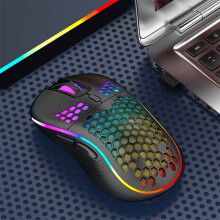 Compatibel met Xiaomi 2.4G draadloze gamingmuis, draagbare bedrade muis, RGB-verlichting, oplaadbare muis, ergonomisch honingraatontwerp voor desktop