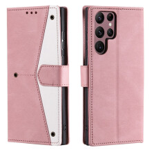 Roze portemonneehoesje voor Samsung Galaxy S26Ultra5G6.9": magnetische sluiting, kaartsleuven, standaard, anti-val TPU, afneembaar polsbandje —