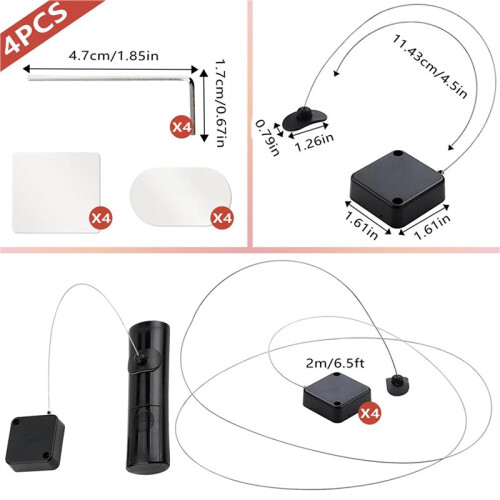 8 Pack 6.5ft Retractable Remote Control Tether with Adjustable Locking Cord, TV Remote Finder and Security Lanyard 2