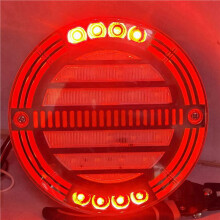 6 Stück Rundes LED-Anhänger-Rücklicht mit Bremslicht DRL Flow Blinker Lampe Auto LKW Schiffe Bus Boot Caravan 12V 24V