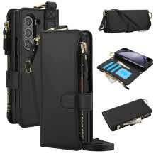 For compatible with Samsung Galaxy Z Fold 7 6 5 4 3 Phone Case Leather Cover Wallet Bag