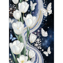 (Flowers) Gemstone Pearl Diamond Art Painting Kit Frameless, Creative Design Handmade Home Wall Decoration with Tools