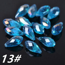 12x6mm 16x8mm 20x10mm 25x12mm Teardrop Faceted Crystal Glass Loose Pendant Beads-13# Lake Blue AB-16x8mm (20pcs)
