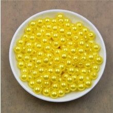 100PC Pearl Spacer Beads Craft ABS Plastic Loose Beads DIY 6mm 8mm 20 Colors-6mm-lemon yellow