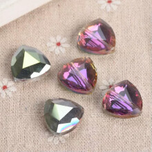 10pcs 18mm Triangle Faceted Crystal Glass Loose Beads for Jewelry Making-Rose Green
