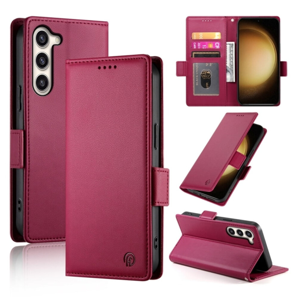 Compatible With Samsung Galaxy S23+ 5G Wallet Case Â Pu Leather Flip Cover With Magnetic Closure, Frosted Finish, Wine Red 9340959341443